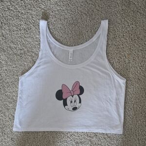 Disney Minnie Mouse Cropped White Tank Top